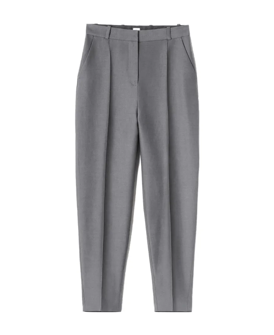 Cropped Pintuck Trousers