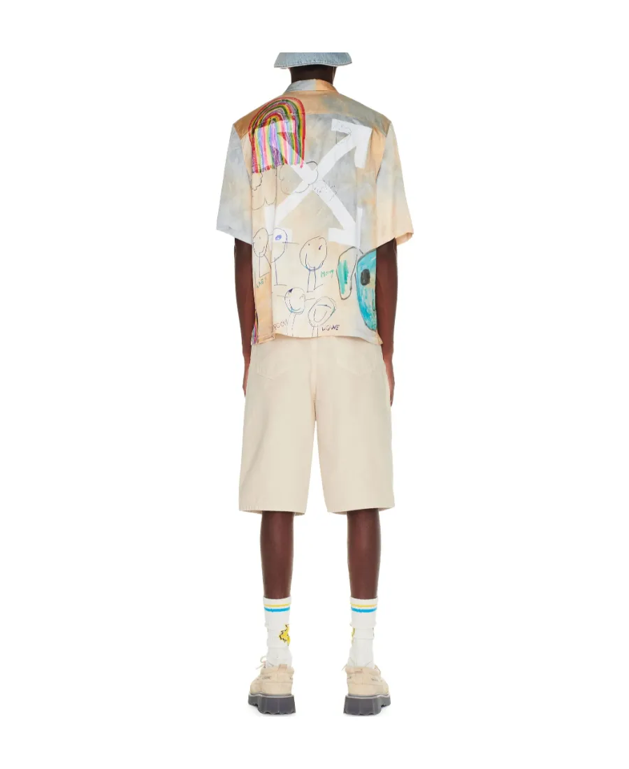 Off-White Logo Embroidered Button Detailed Shorts