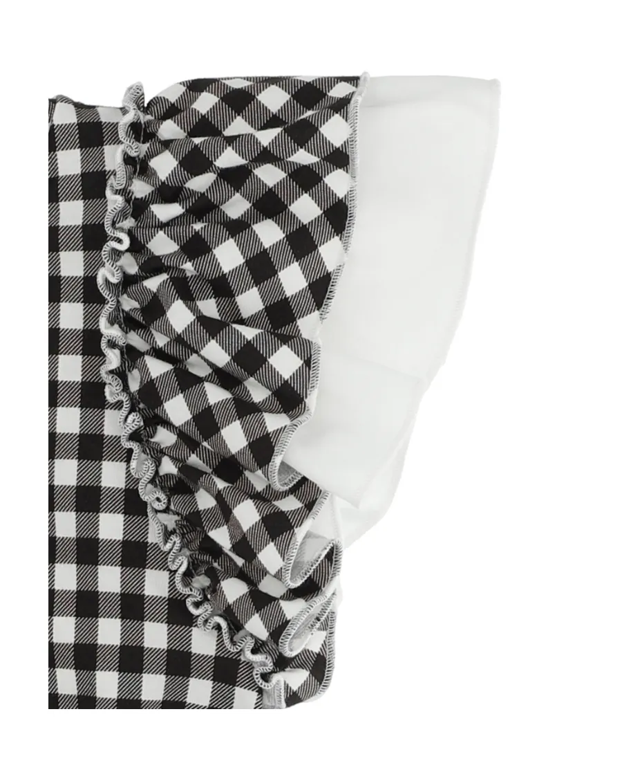 Teddy Bear-Motif Check-Print Dress