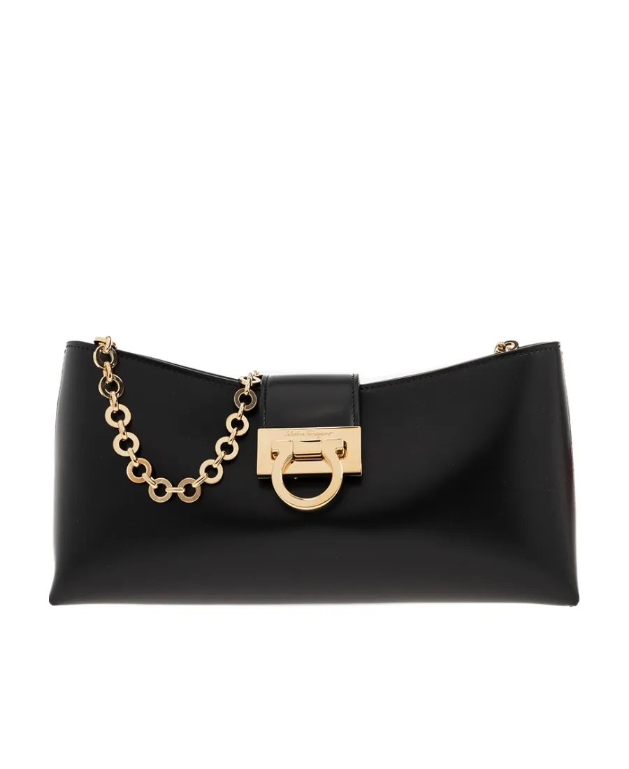 Salvatore Ferragamo Trifolio Logo Engraved Shoulder Bag