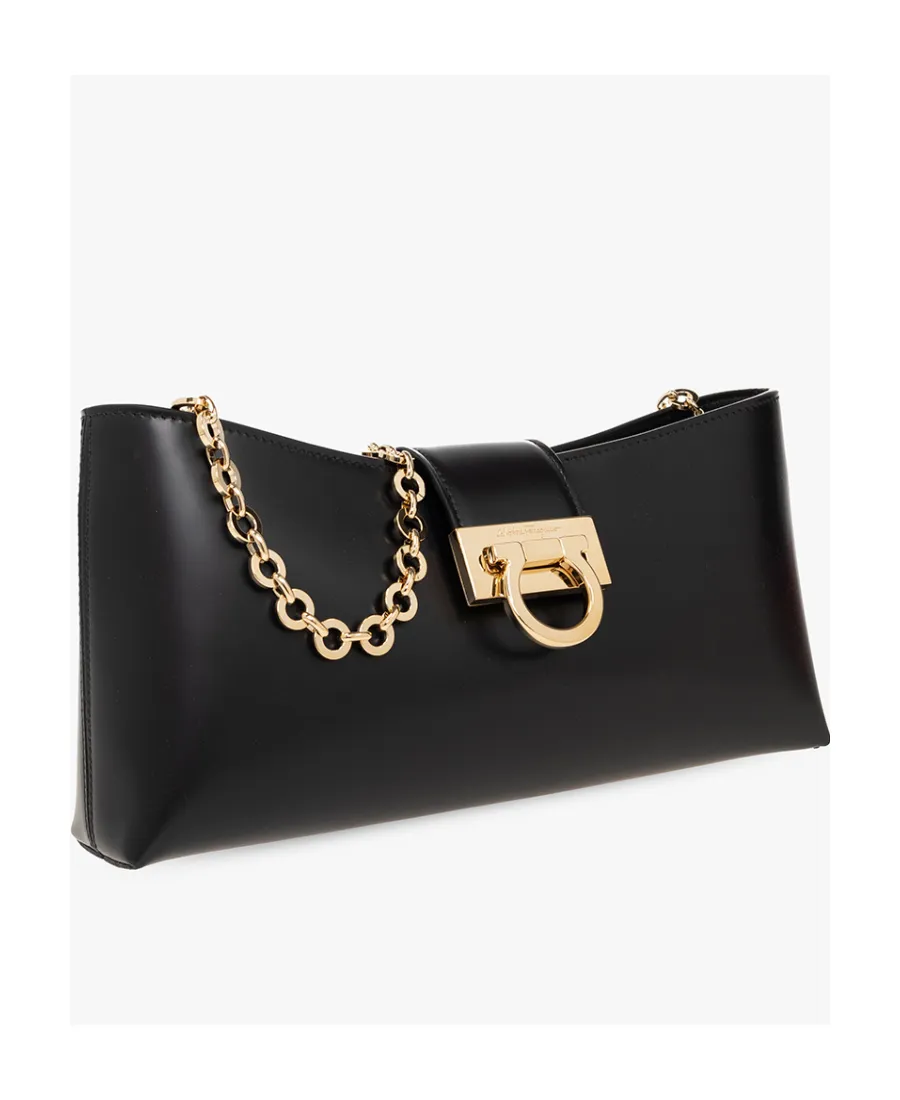 Salvatore Ferragamo Trifolio Logo Engraved Shoulder Bag