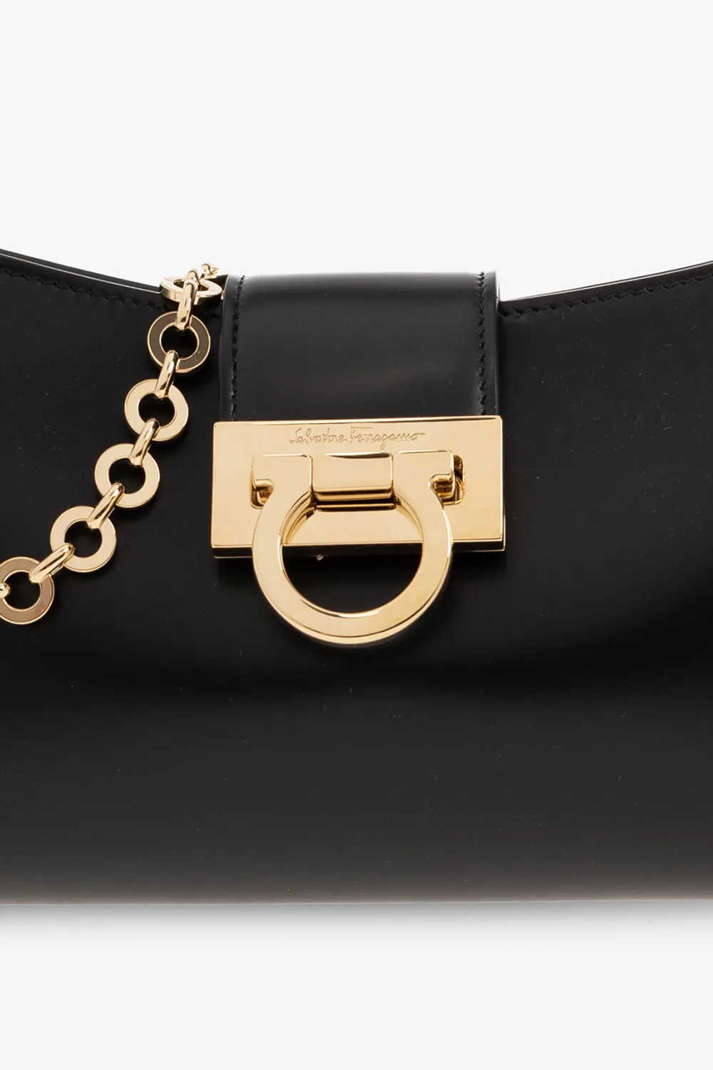 Salvatore Ferragamo Trifolio Logo Engraved Shoulder Bag