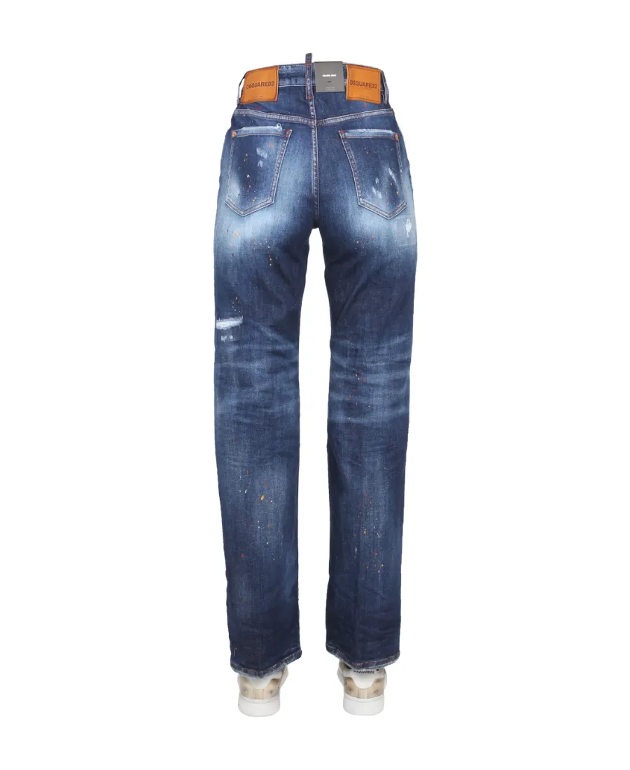 Dsquared2 Distressed Straight-Leg Jeans