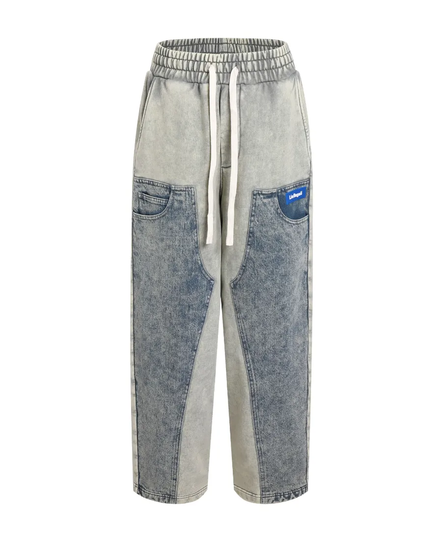 Logo Pull Rope Spliced Jeans