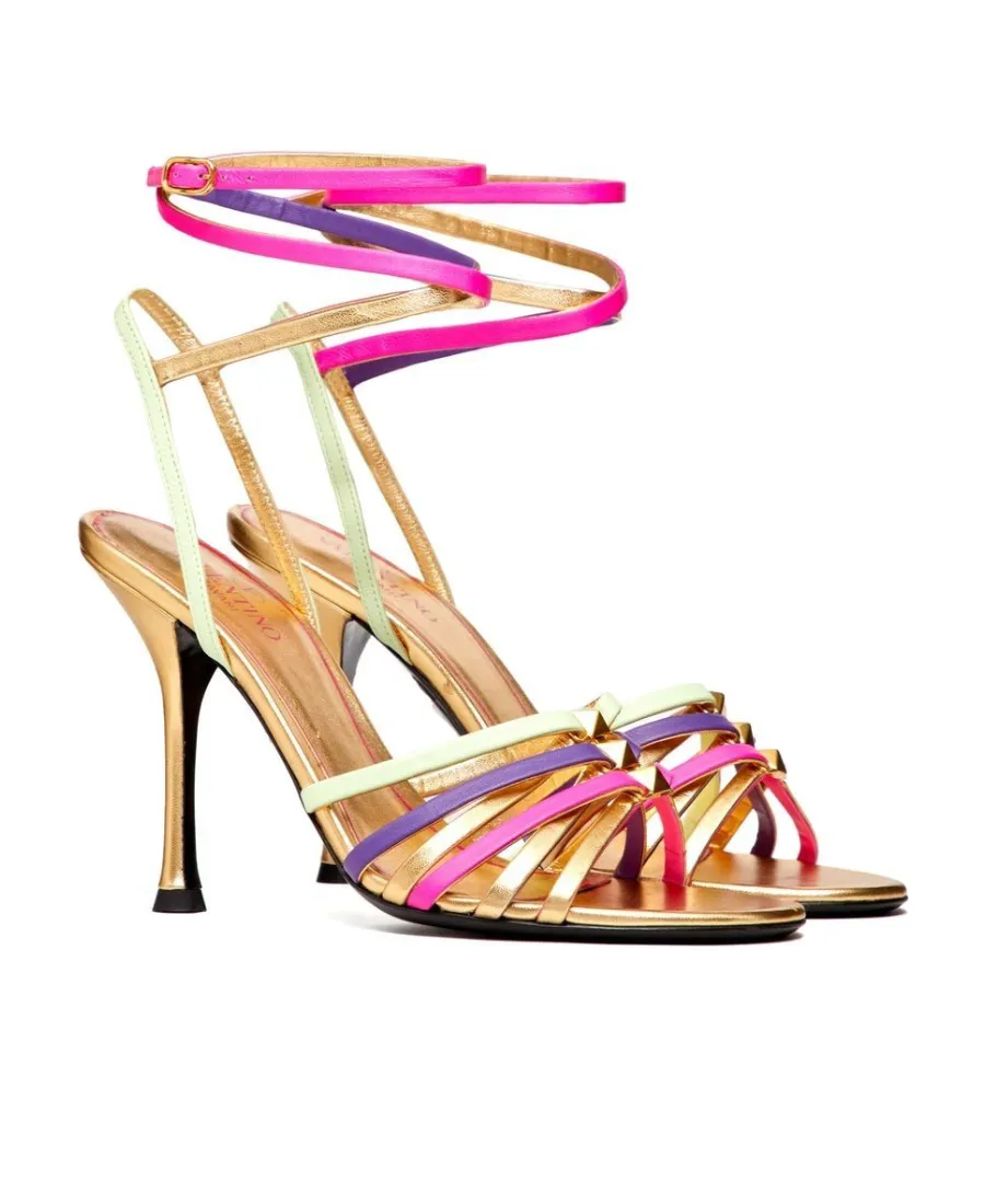 Valentino Garavani Rockstud Metallic Open Toe Sandals