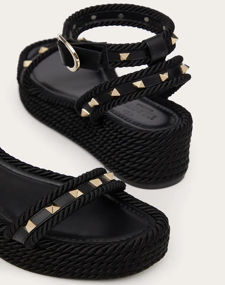 Valentino Garavani Rockstud Open Toe Wadge Sandals