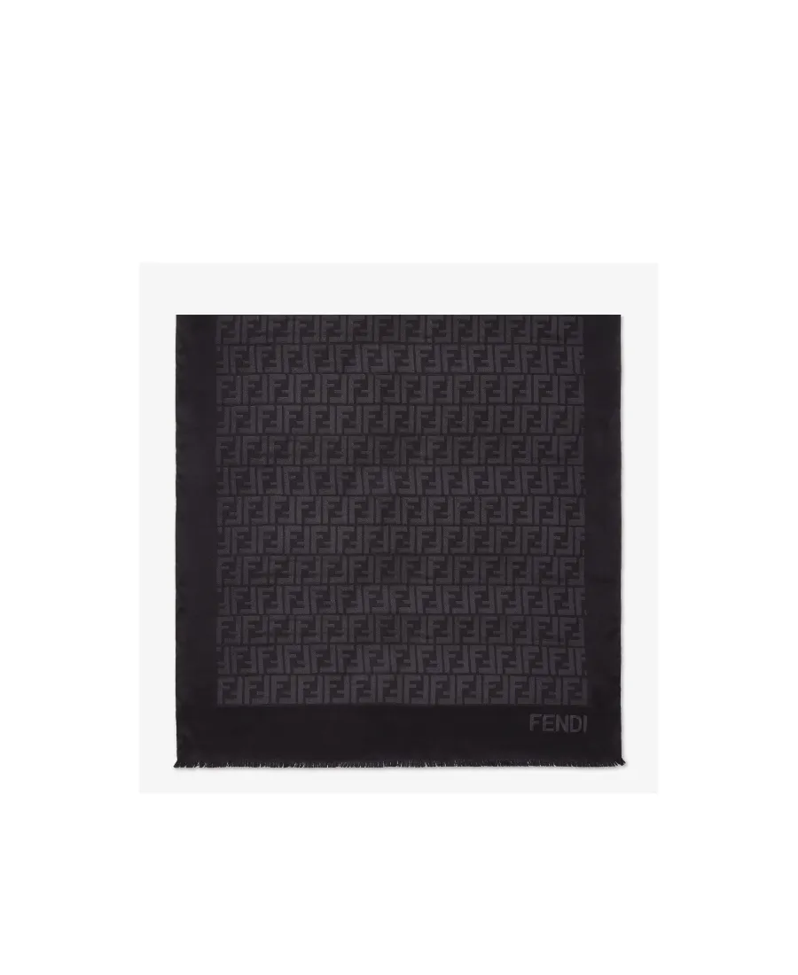 Fendi All-Over Ff Motif Frayed-Edge Scarf