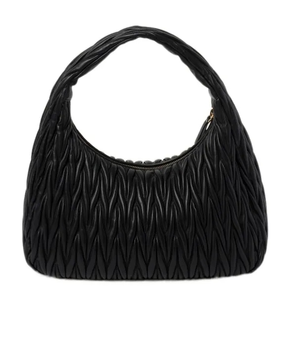 Miu Wander Matelassé Nappa Leather Hobo Bag
