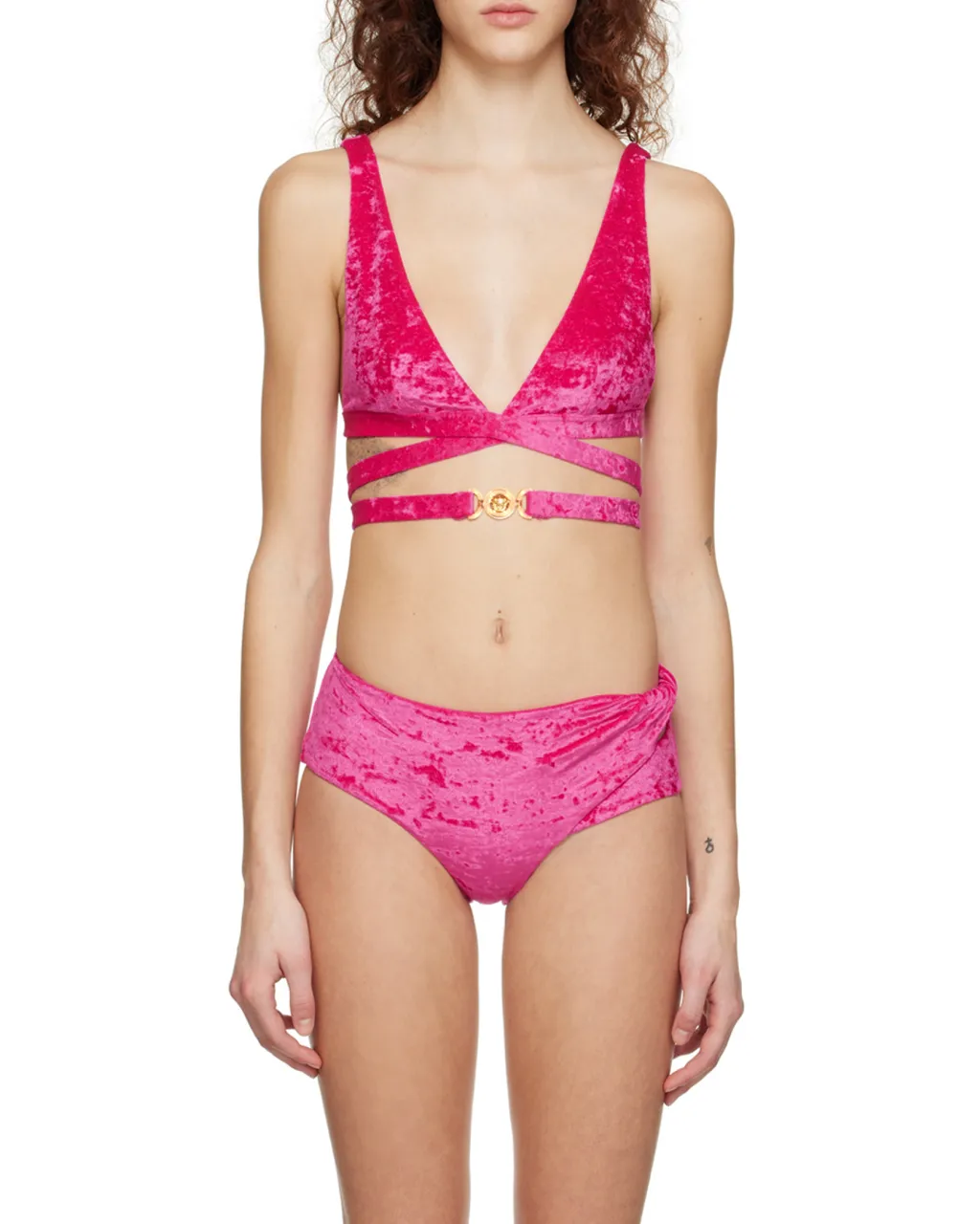 Versace Medusa Charm Strapped Bikini Top