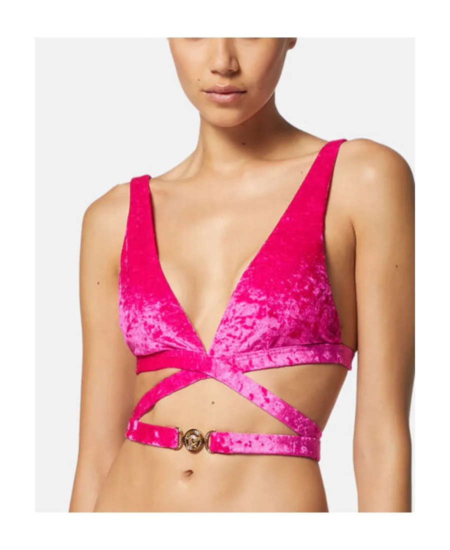 Versace Medusa Charm Strapped Bikini Top