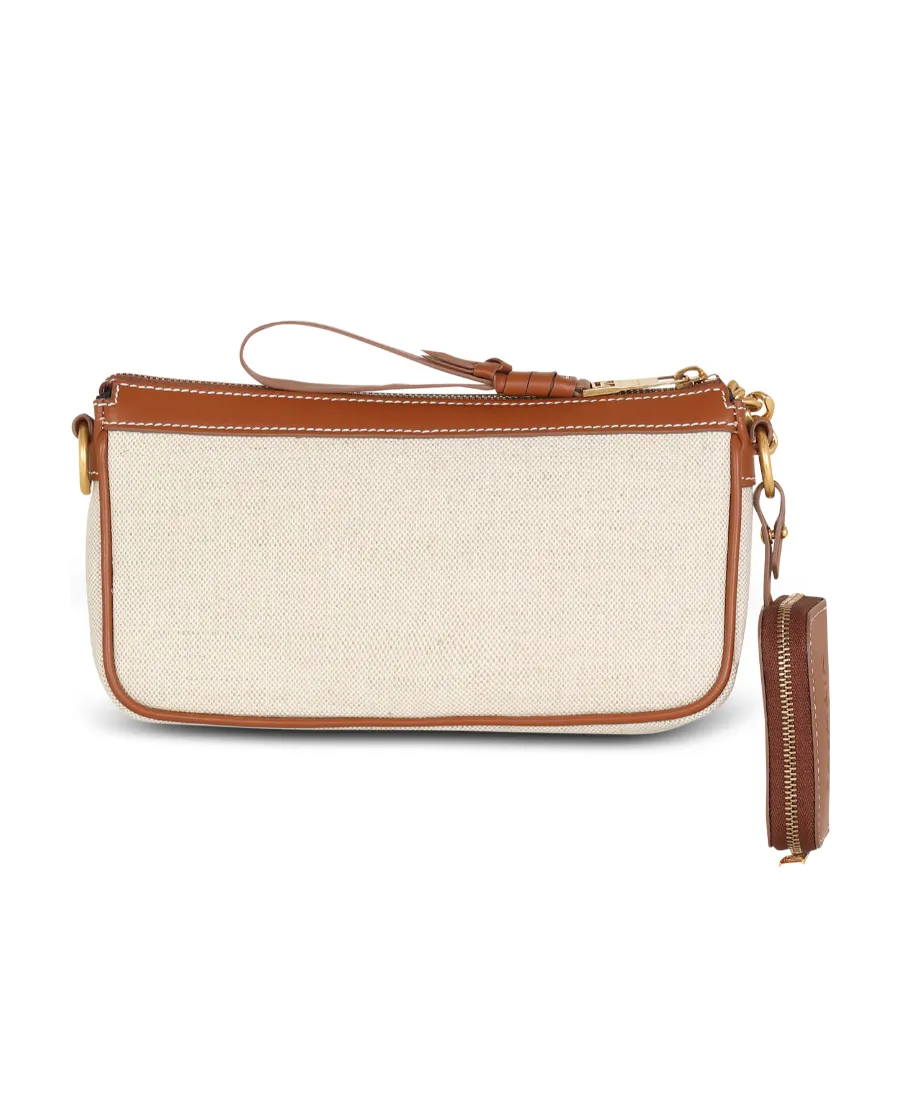 B-Army Canvas Clutch Bag With Leather Inserts