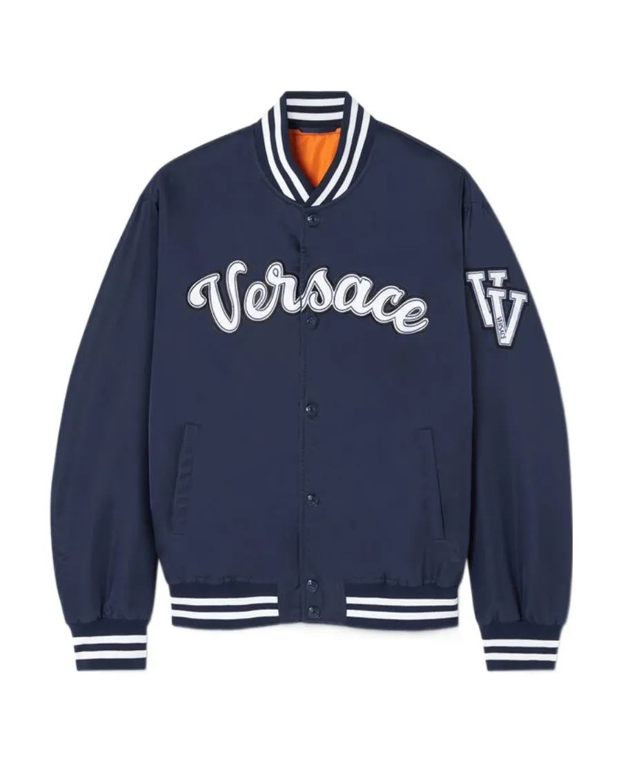 Versace Logo Embroidered Button-Up Jacket