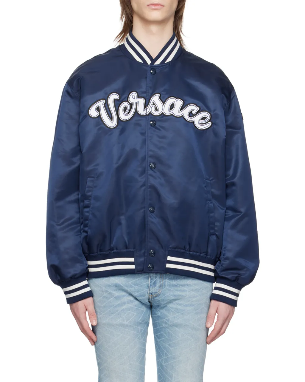 Versace Logo Embroidered Button-Up Jacket