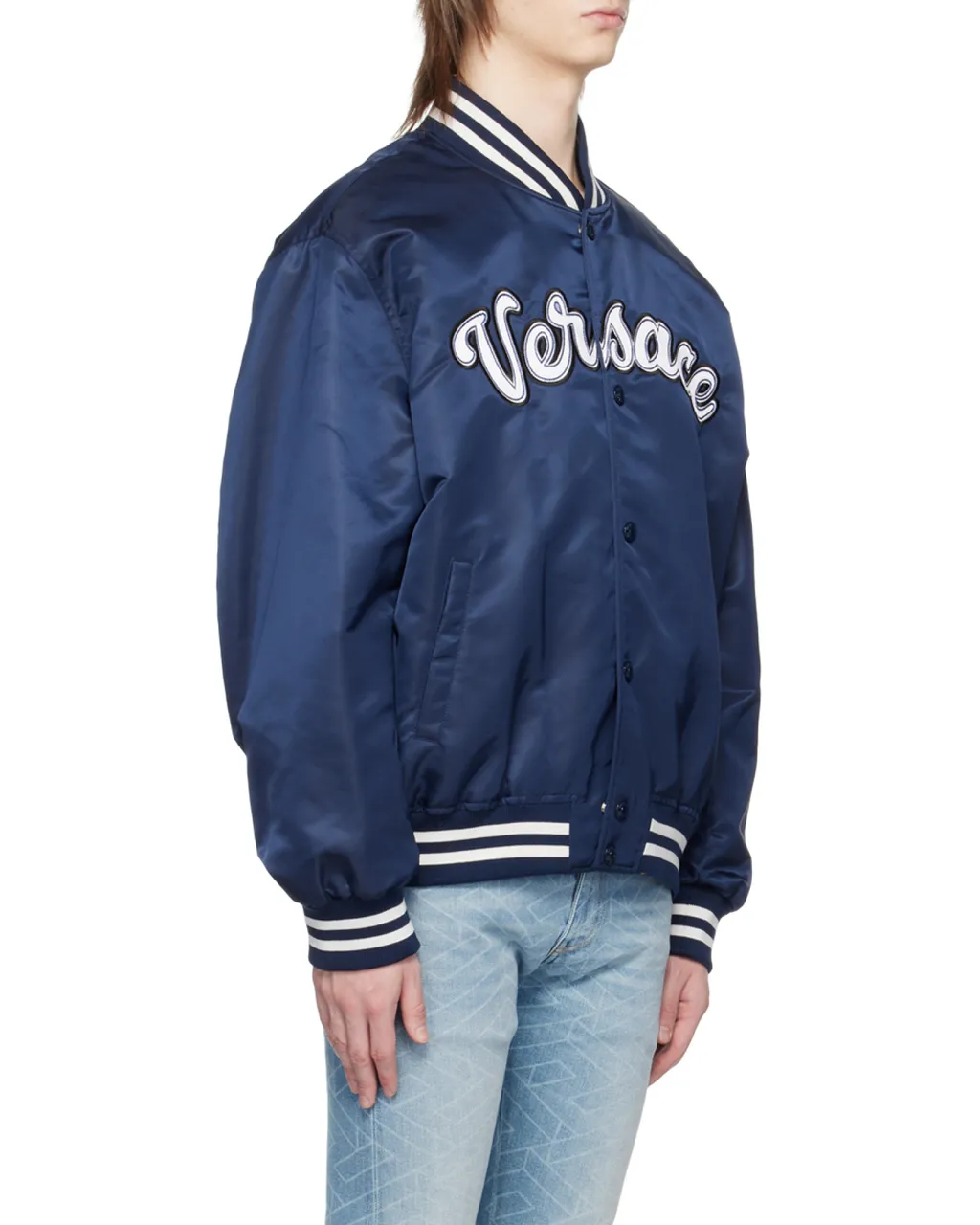 Versace Logo Embroidered Button-Up Jacket