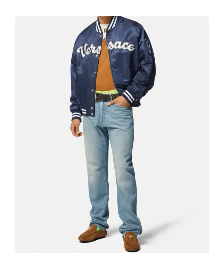 Versace Logo Embroidered Button-Up Jacket