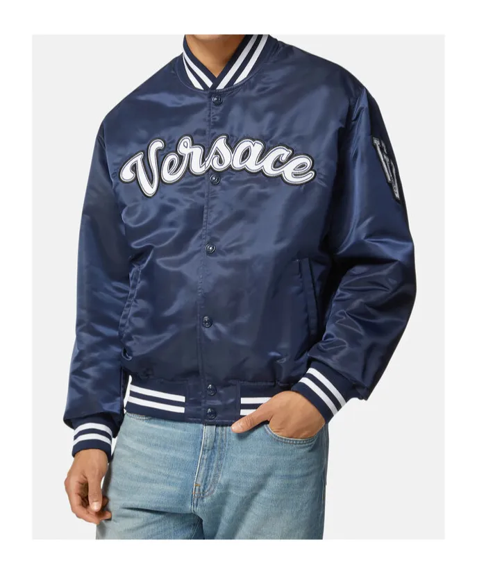 Versace Logo Embroidered Button-Up Jacket