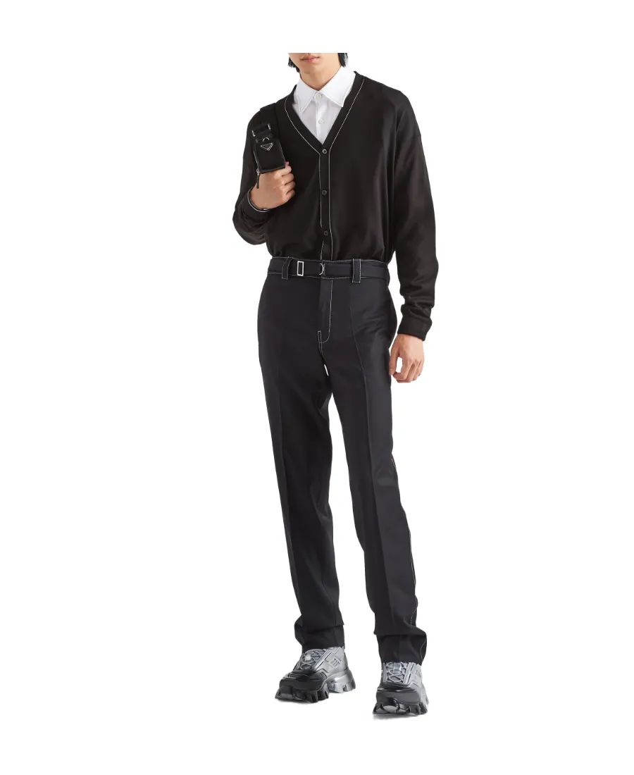 Prada Logo Detailed Straight Leg Pants
