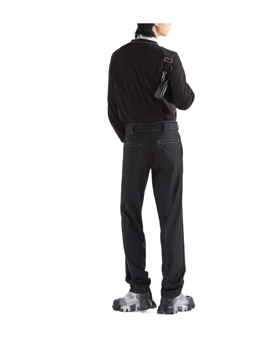 Prada Logo Detailed Straight Leg Pants