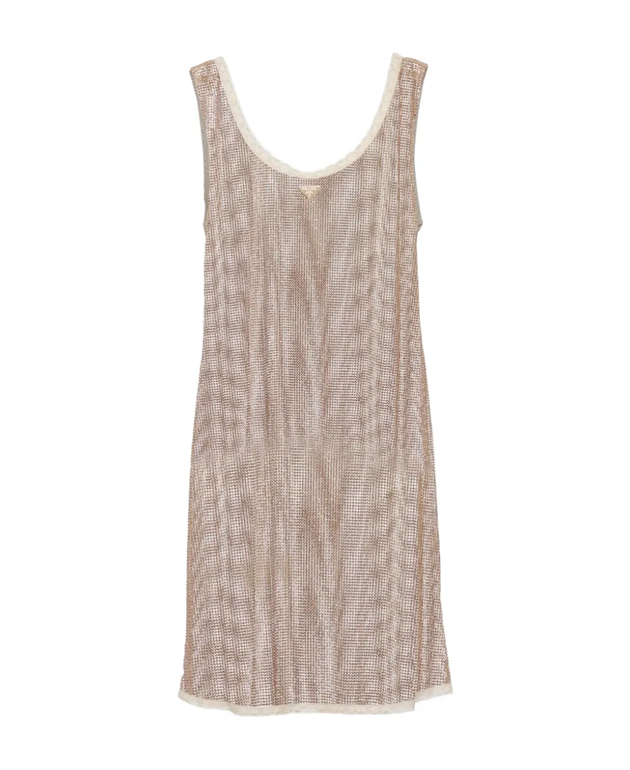 Prada Logo Plaque Embellished Sleeveless Dress