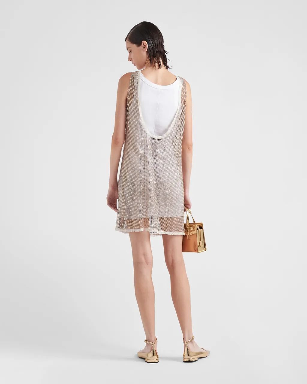 Prada Logo Plaque Embellished Sleeveless Dress