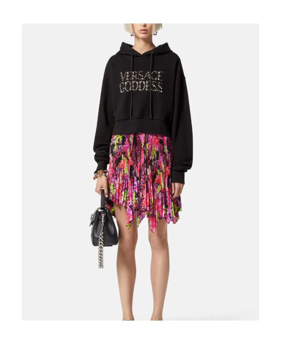 Gem-Embellishment Logo Hoodie