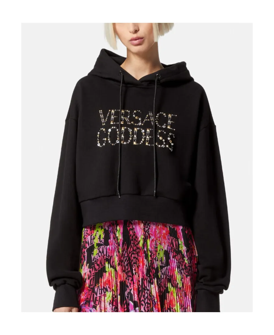 Gem-Embellishment Logo Hoodie