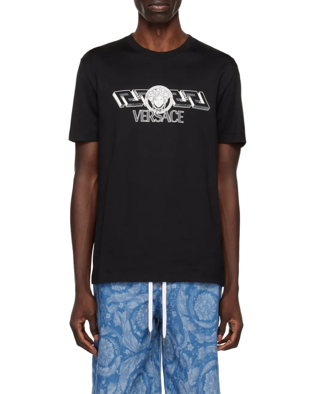 Versace Logo Printed Crewneck T-Shirt