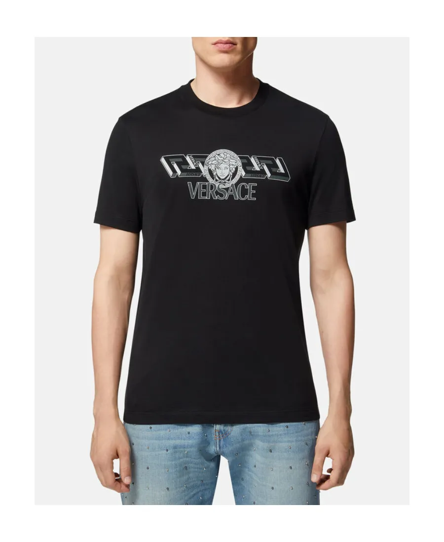 Versace Logo Printed Crewneck T-Shirt