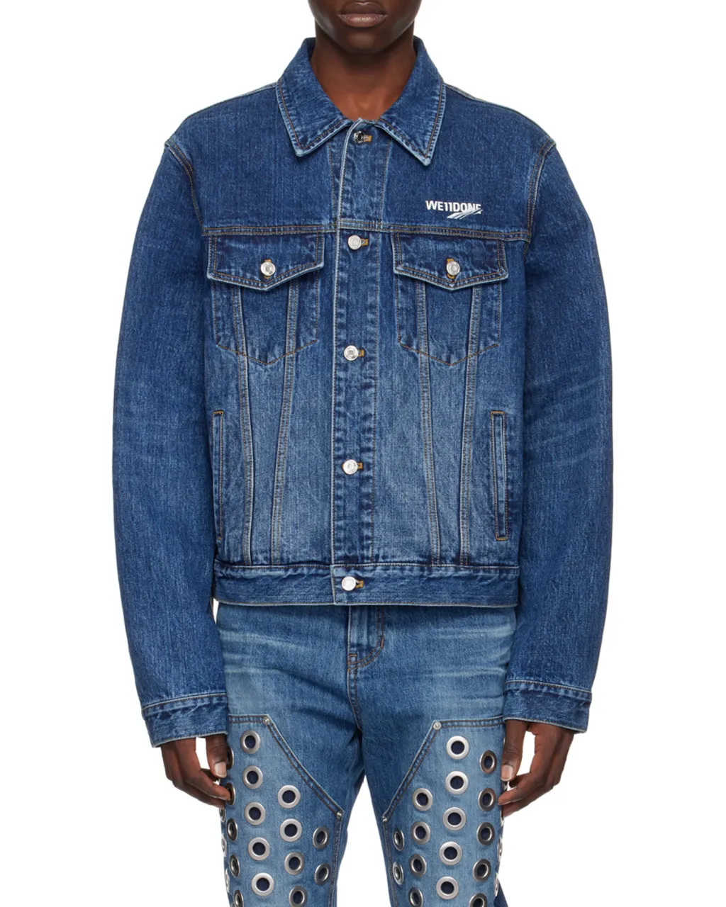 Wave Logo-Print Trucker Jacket