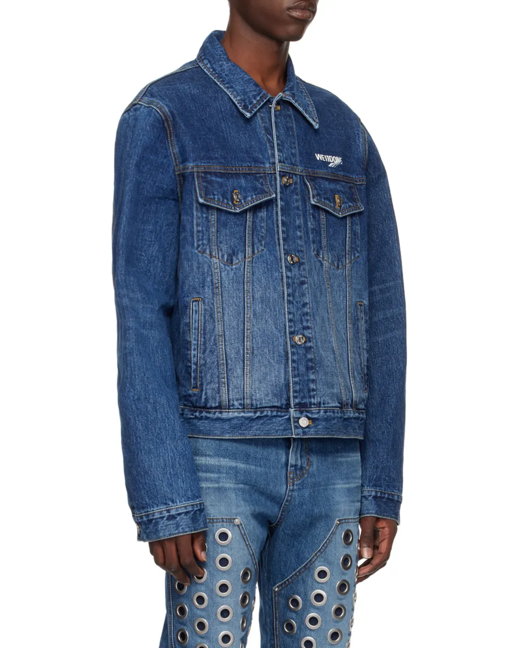 Wave Logo-Print Trucker Jacket