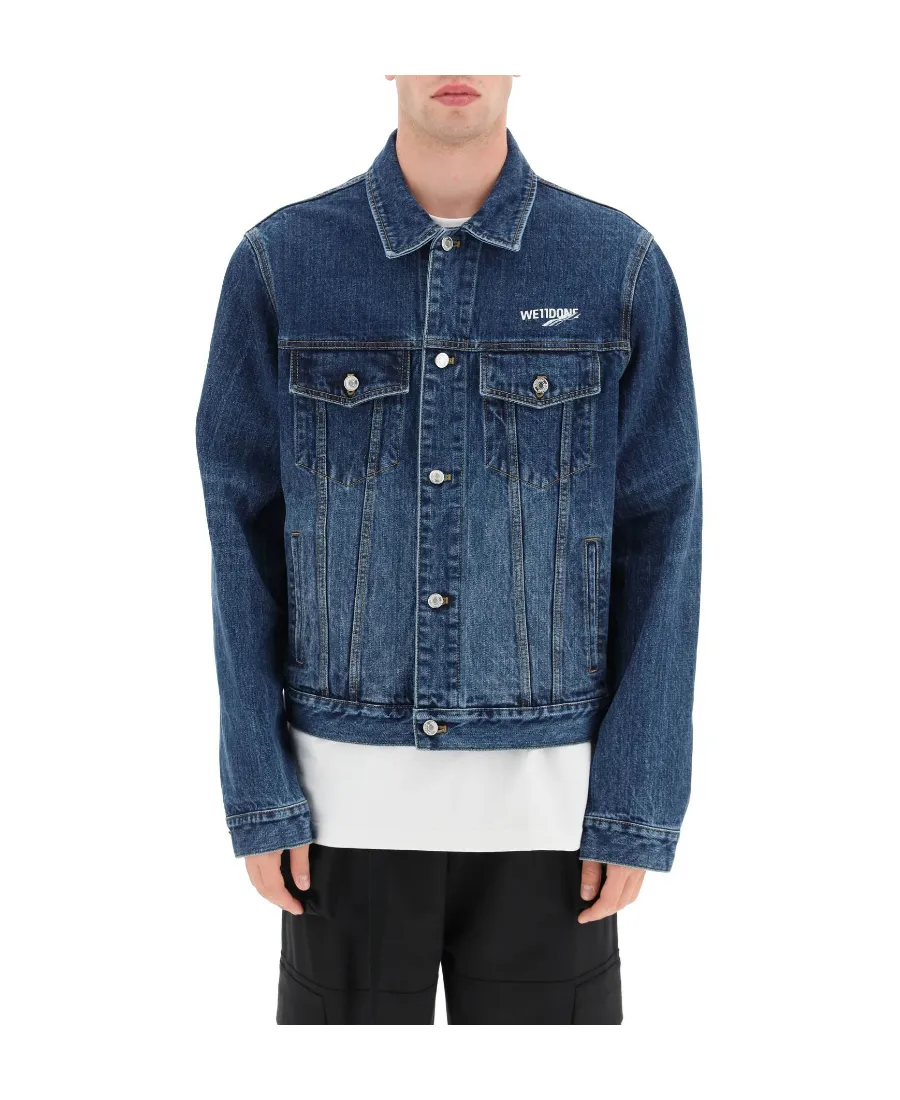 Wave Logo-Print Trucker Jacket