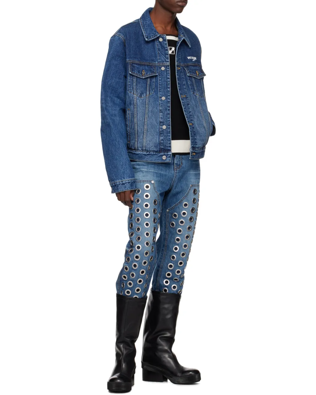 Wave Logo-Print Trucker Jacket