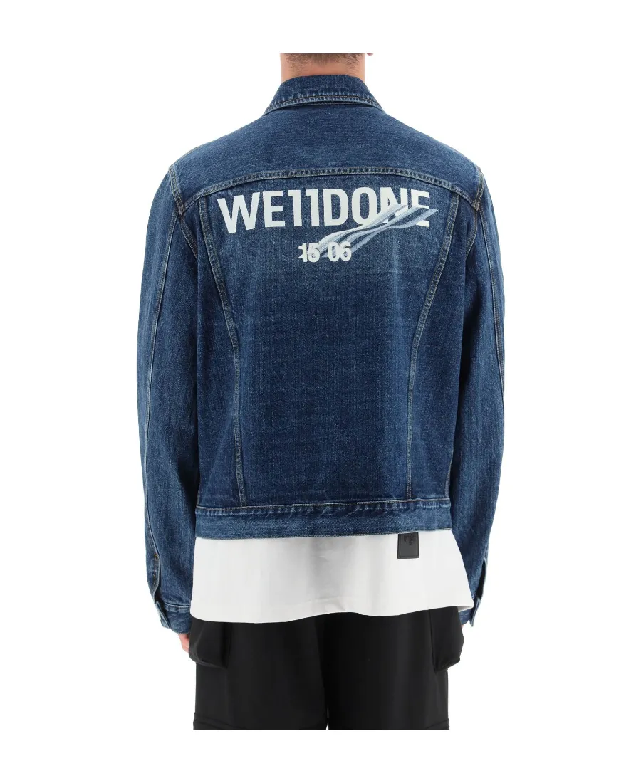 Wave Logo-Print Trucker Jacket