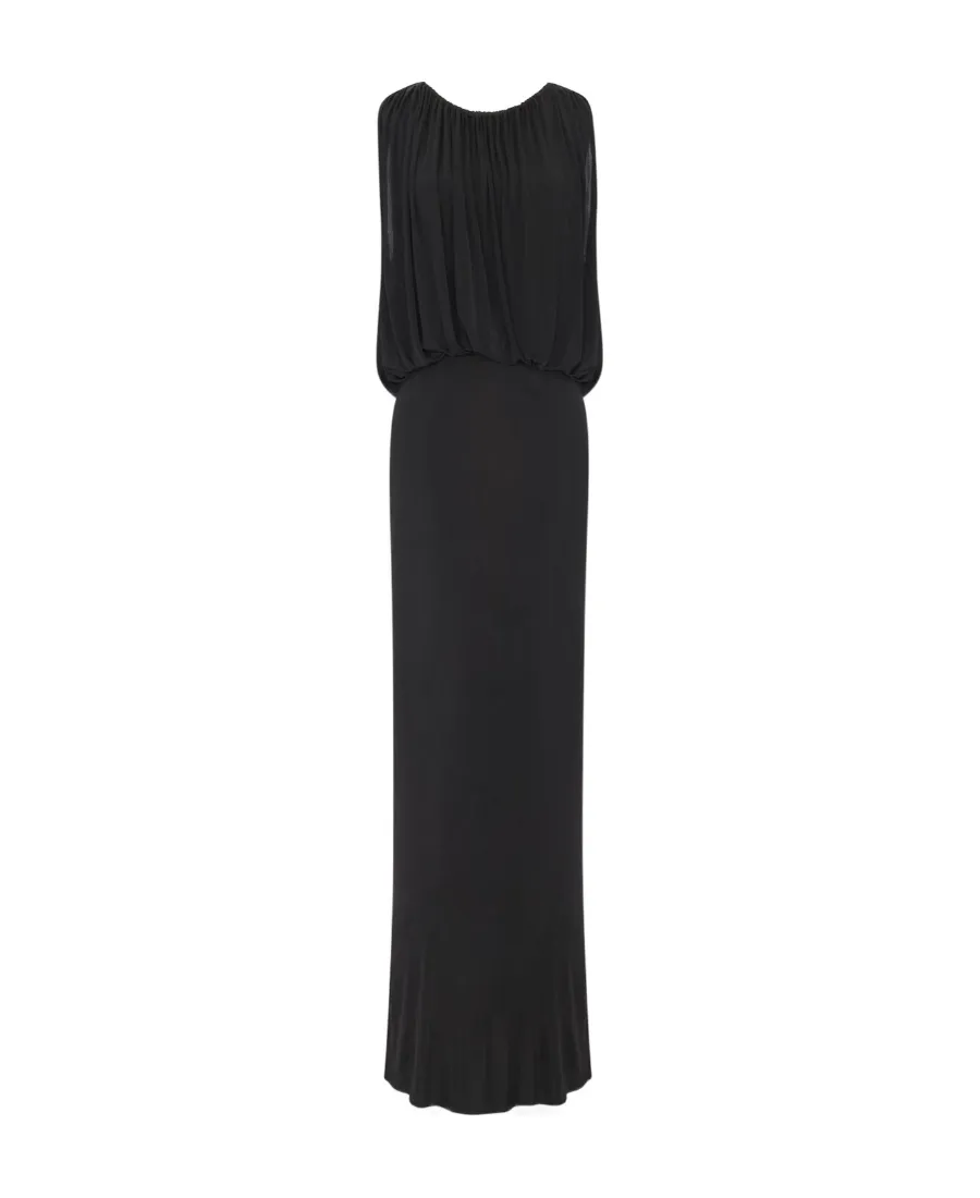 Saint Laurent Pleated Sleeveless Maxi Dress