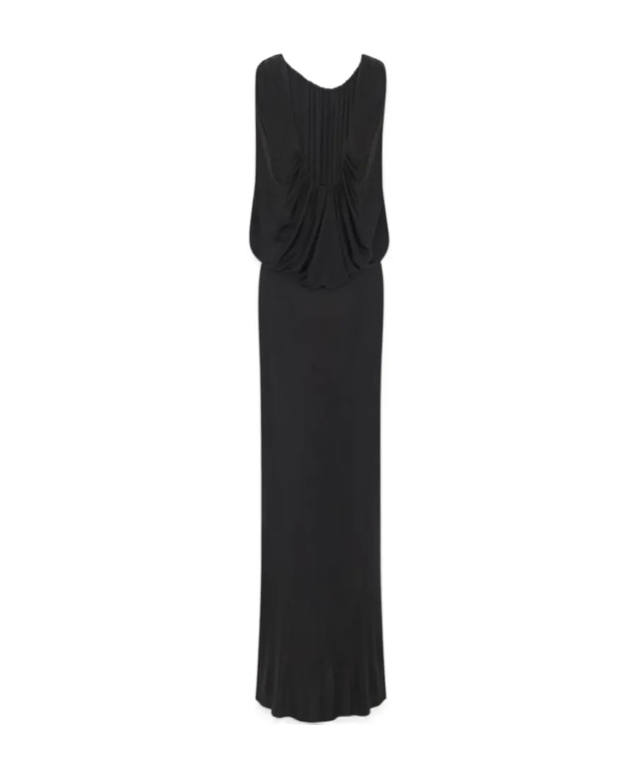 Saint Laurent Pleated Sleeveless Maxi Dress