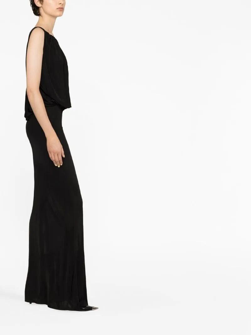 Saint Laurent Pleated Sleeveless Maxi Dress
