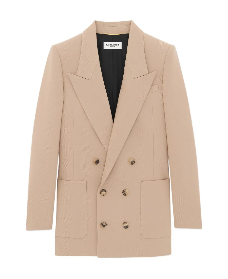Saint Laurent Double-Breasted Long-Sleeved Jacket