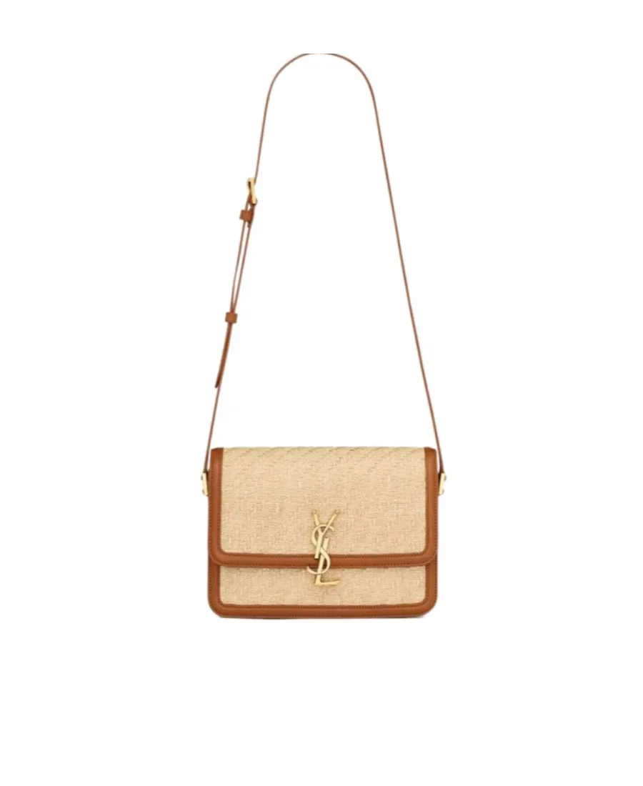 Solferino Medium Satchel In Raffia And Vegetable-Tanned Leather