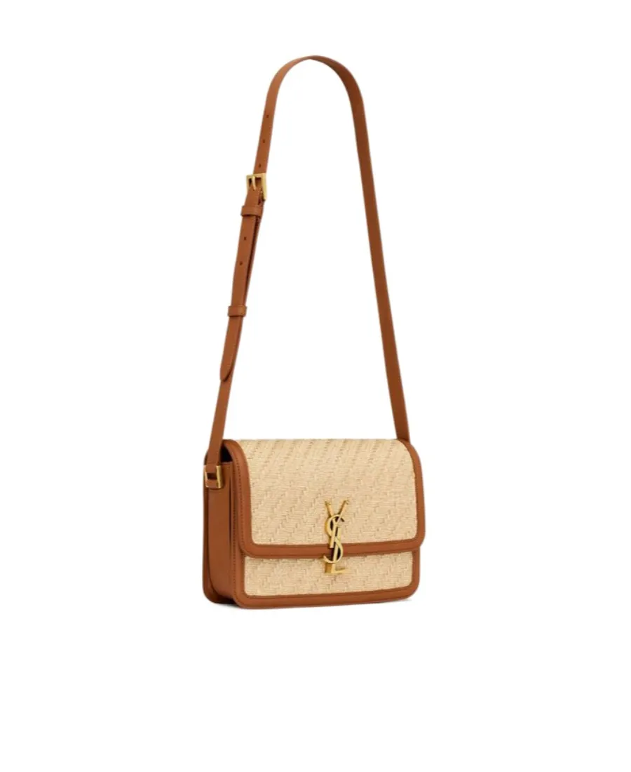 Solferino Medium Satchel In Raffia And Vegetable-Tanned Leather