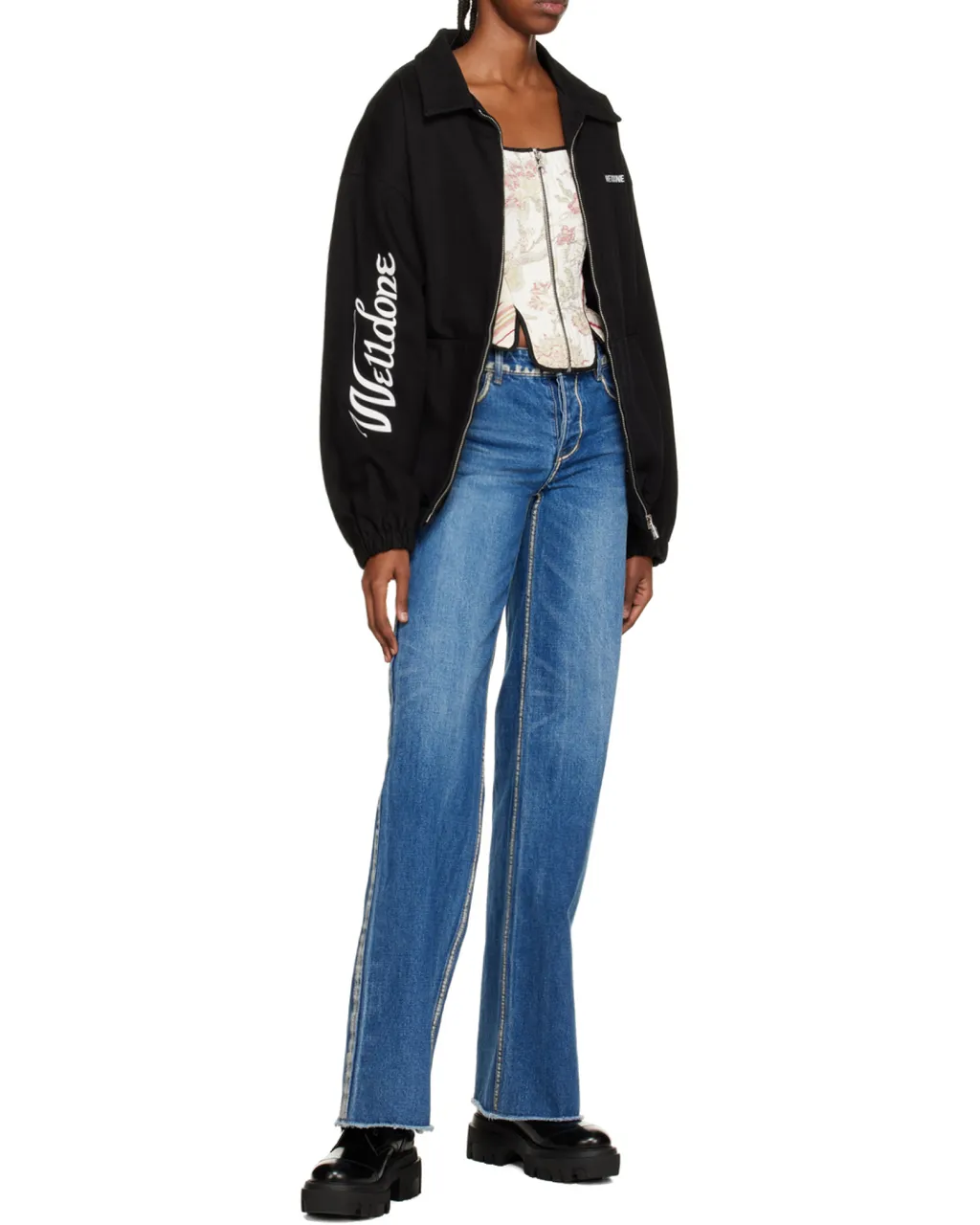 We11Done Logo Printed Zipped Jacket
