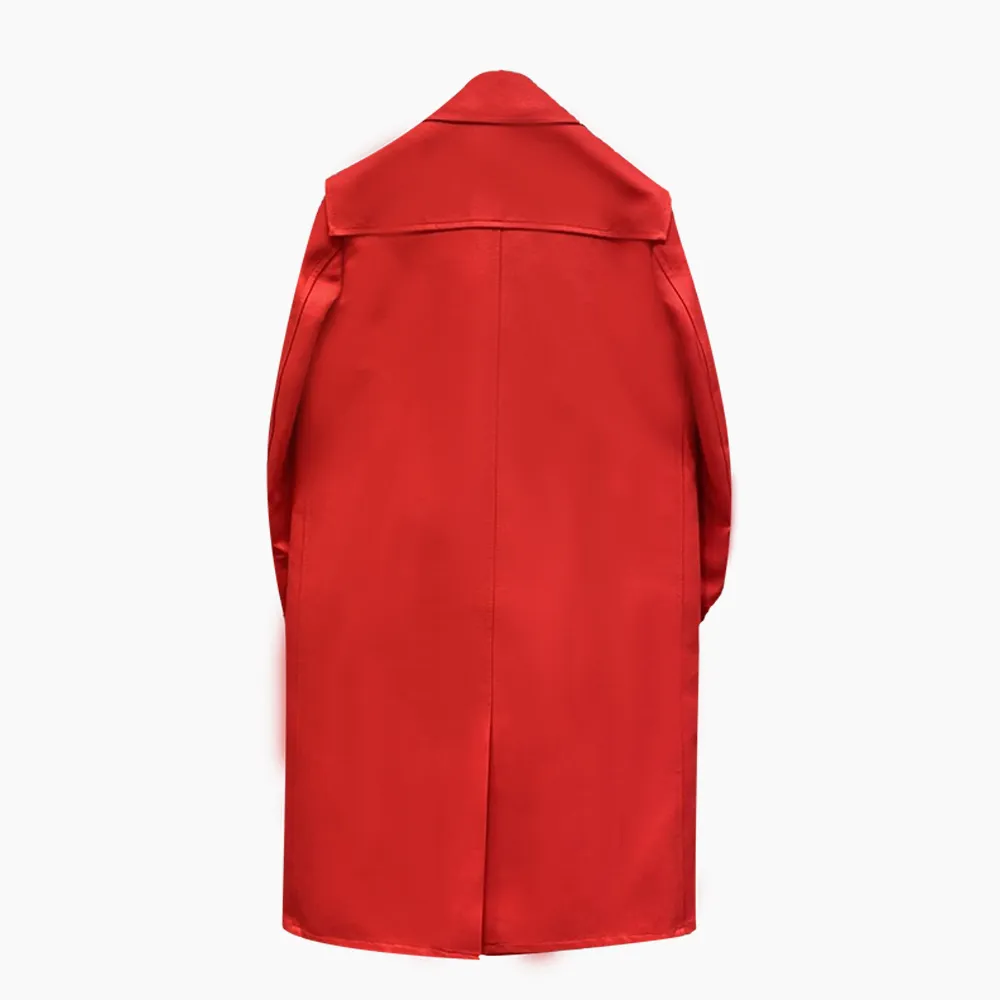 Double-Breasted Lapel Long Overcoat