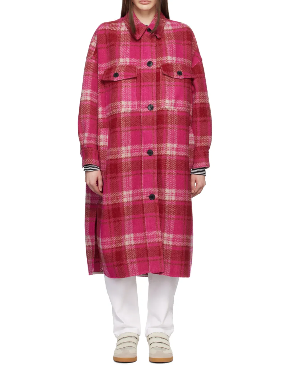Plaid Single-Breasted Coat