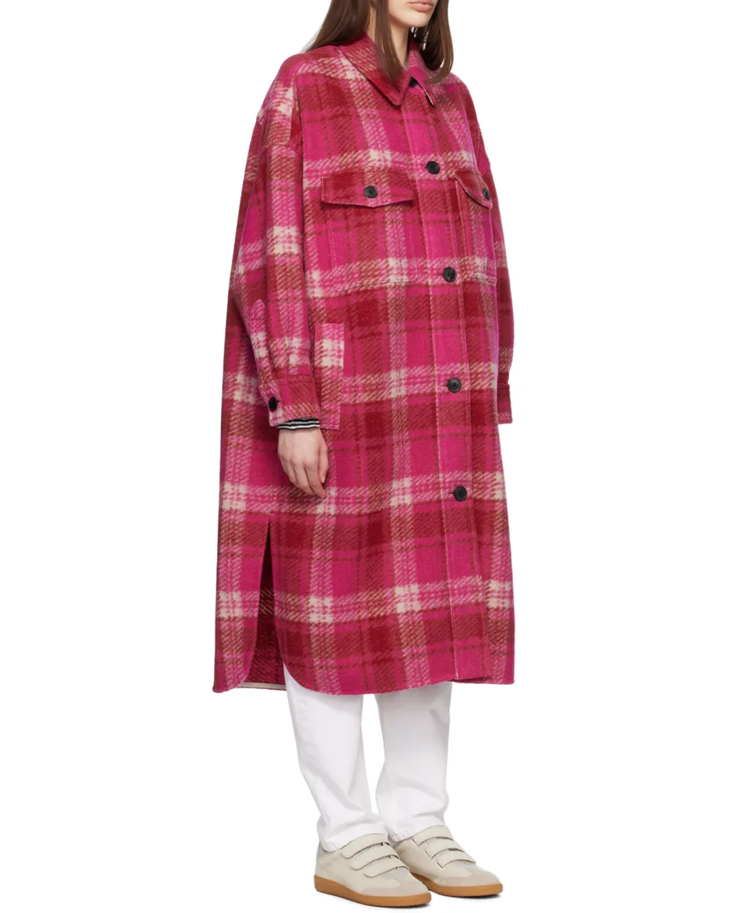 Plaid Single-Breasted Coat