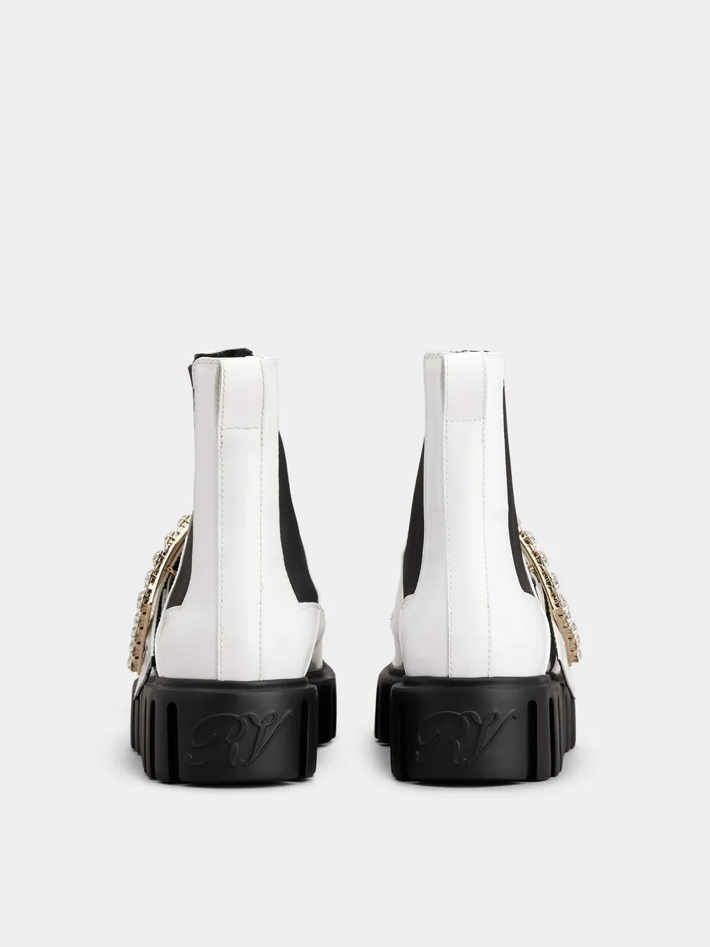 Viv' Go-Thick Strass Buckle Chealsea Ankle Boots In Patent Leather