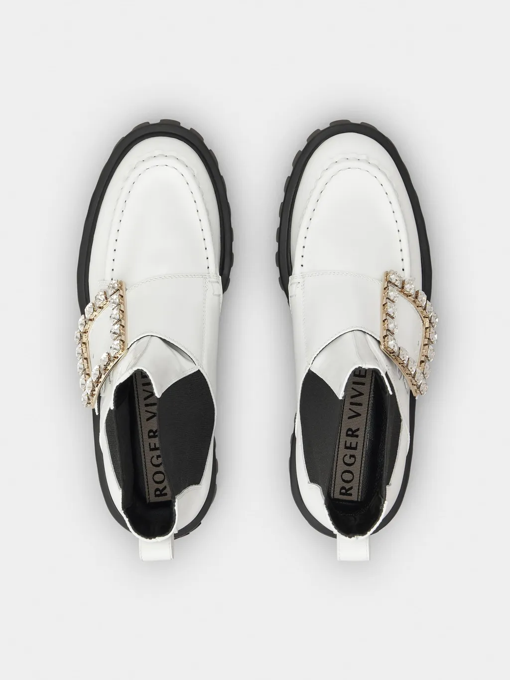 Viv' Go-Thick Strass Buckle Chealsea Ankle Boots In Patent Leather