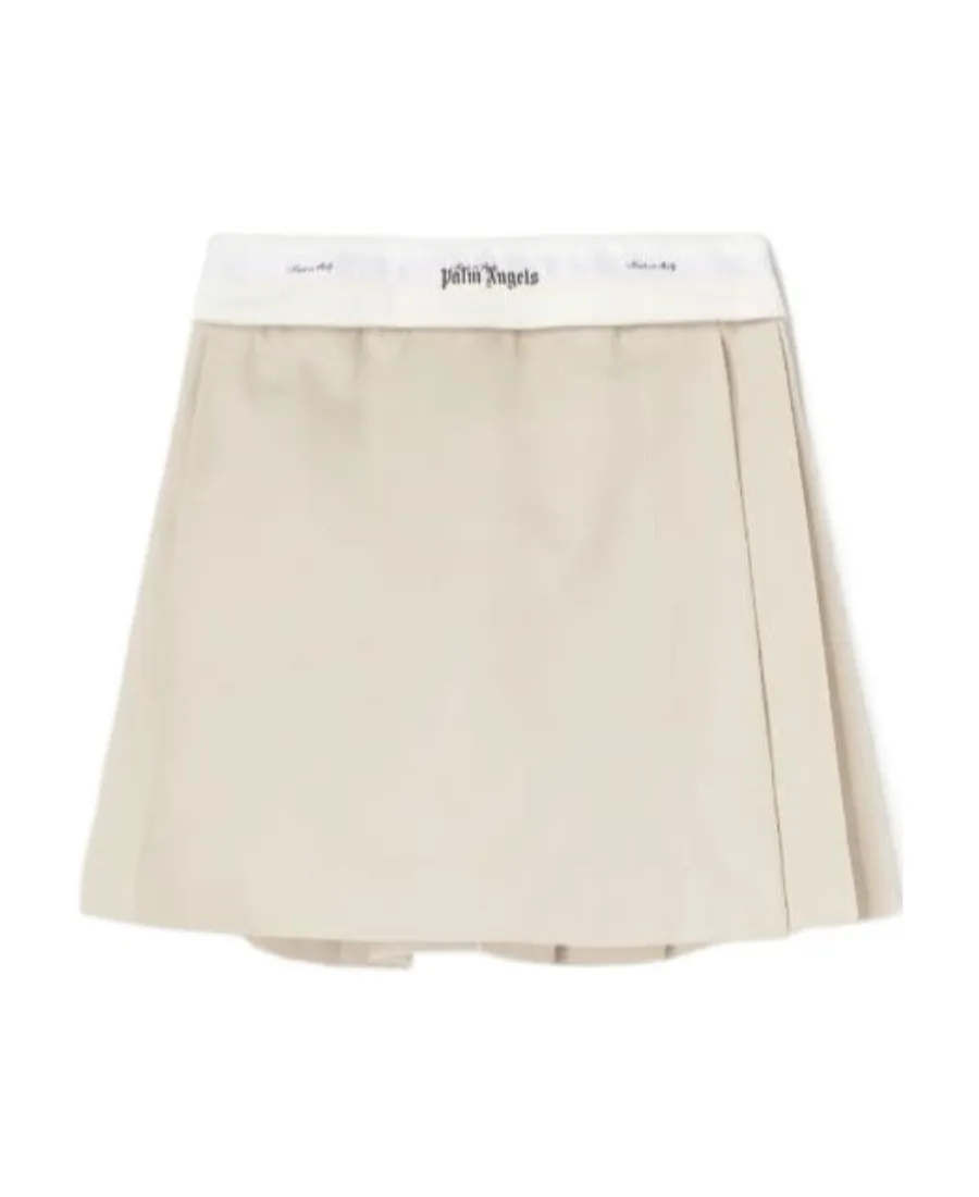 Palm Angels Logo Detailed Pleated Mini Skirt