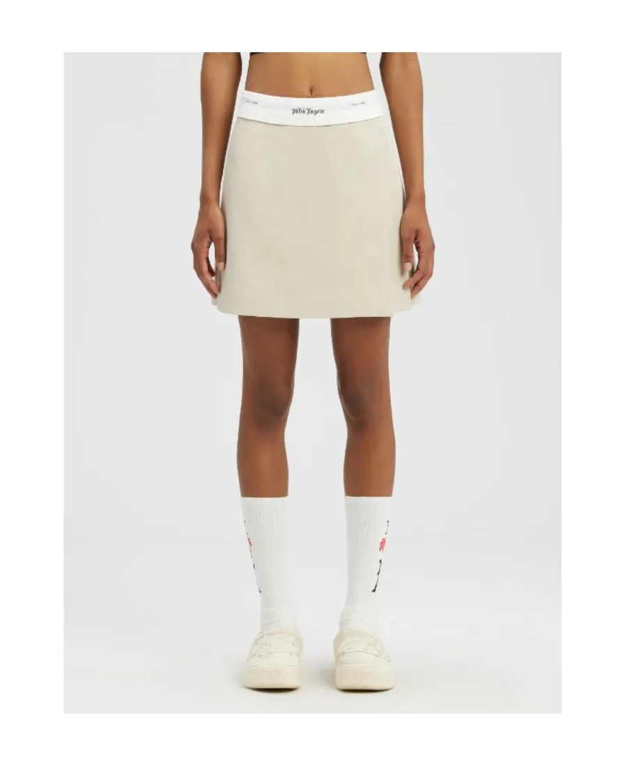 Palm Angels Logo Detailed Pleated Mini Skirt