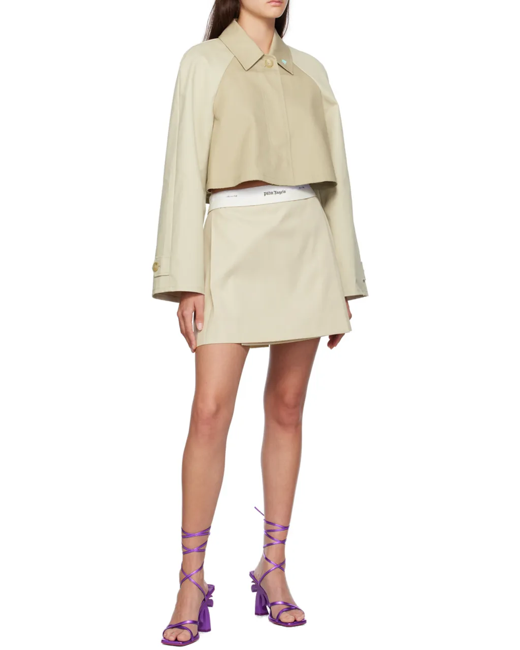 Palm Angels Logo Detailed Pleated Mini Skirt