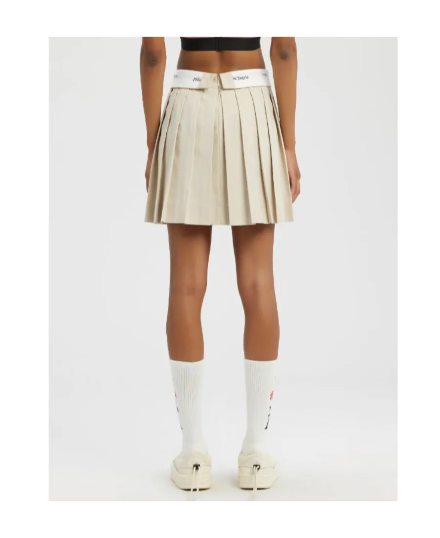 Palm Angels Logo Detailed Pleated Mini Skirt