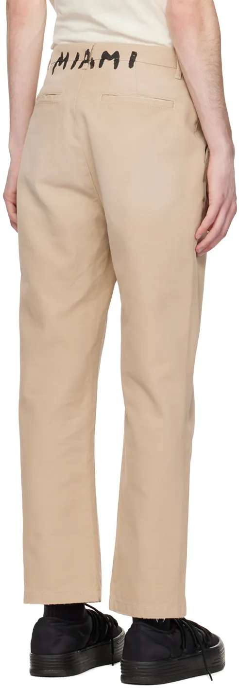 Palm Angels Logo Printed Straight Leg Pants